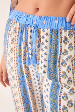 Pantalón largo viscosa cenefas multicolor