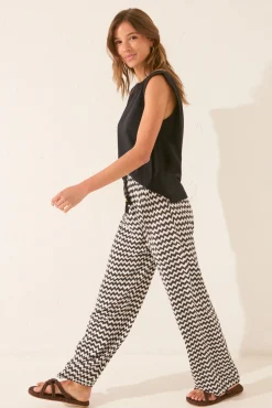 Pantalón largo viscosa estampado ikat