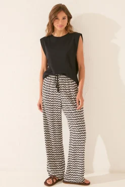 Pantalón largo viscosa estampado ikat