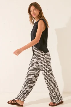 Pantalón largo viscosa estampado ikat