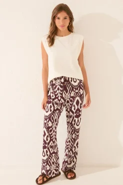 Pantalón largo viscosa estampado flores
