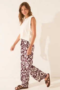 Pantalón largo viscosa estampado flores