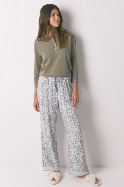 Pantalón largo viscosa print flores