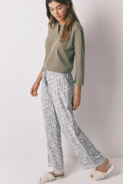 Pantalón largo viscosa print flores