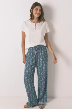 Pantalón largo viscosa print flores
