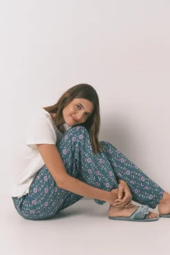 Pantalón largo viscosa print flores