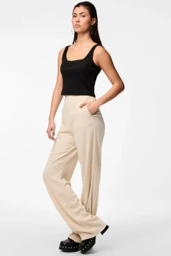 Pantalón lino de mujer fluido con cintura elástica