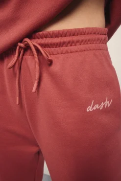 Pantalón recto felpa piqué granate