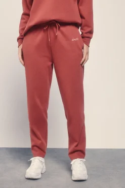 Pantalón recto felpa piqué granate