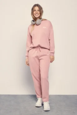 Pantalón recto felpa piqué rosa
