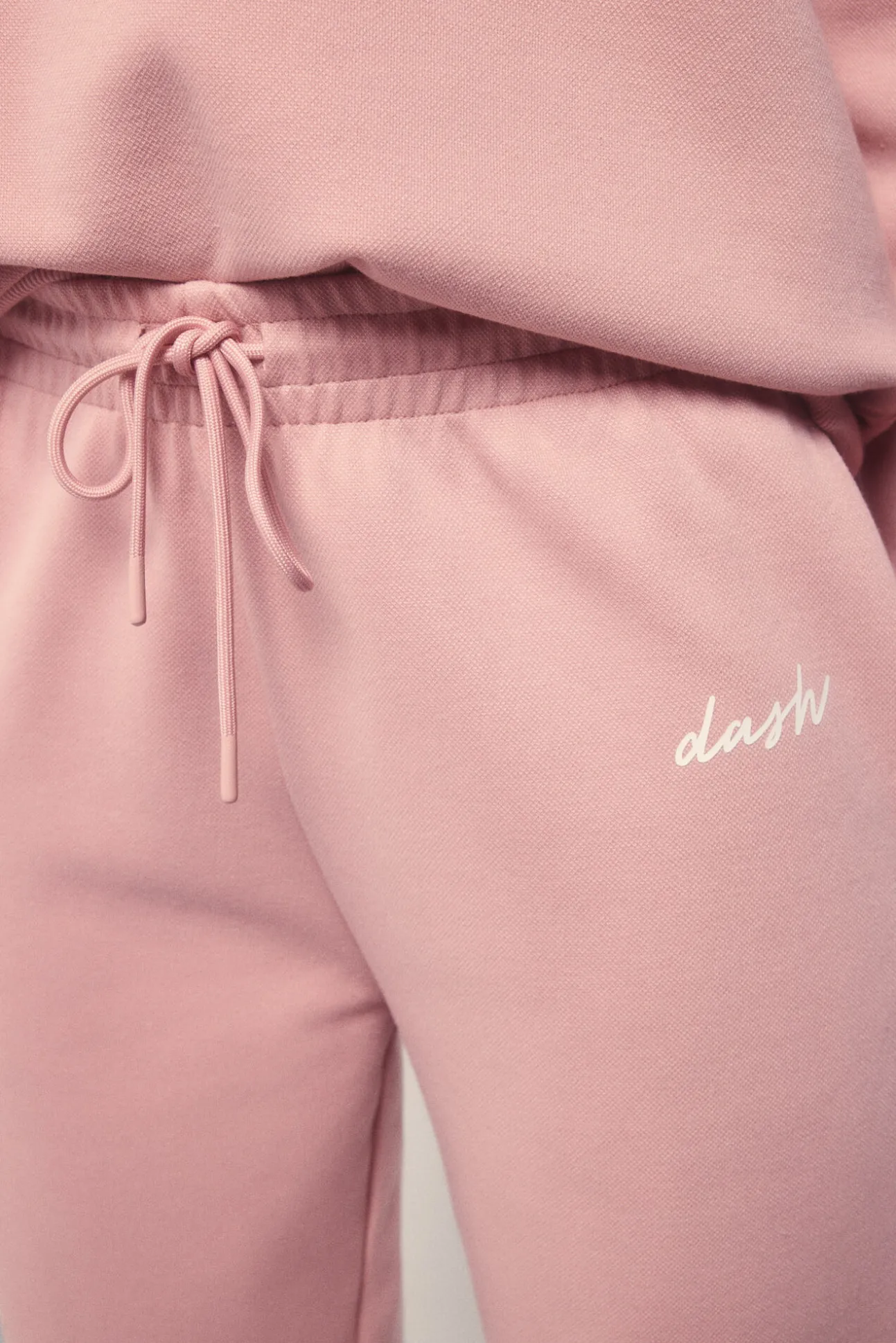 Pantalón recto felpa piqué rosa