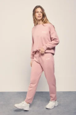 Pantalón recto felpa piqué rosa
