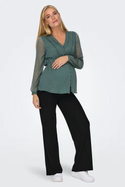 Pantalón wide canalé de tiro alto premamá