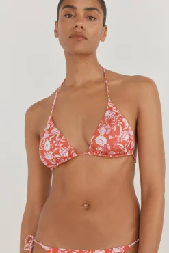 Parte superior bikini triangular estampada