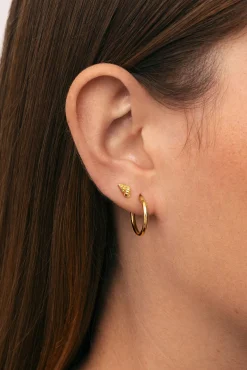 Pendiente Suelto Bali Shell Plata Baño Oro