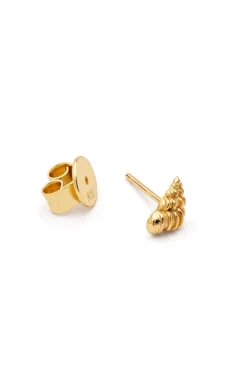 Pendiente Suelto Bali Shell Plata Baño Oro