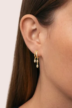 Pendiente Suelto Doble Drip Baño Oro