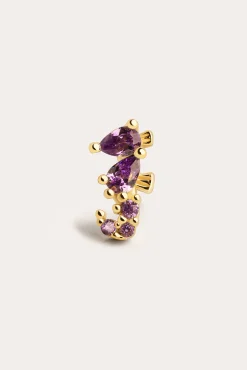 Pendiente Suelto Sea Seahorse Plata Baño Oro