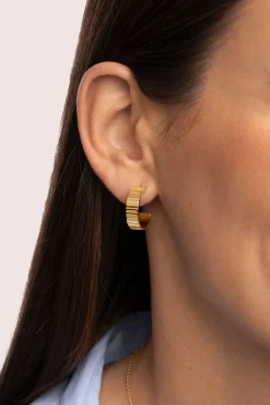 Pendientes Aro Gear Acero Baño Oro