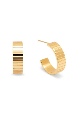 Pendientes Aro Gear Acero Baño Oro