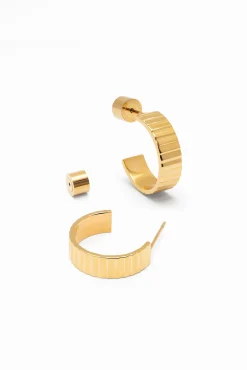 Pendientes Aro Gear Acero Baño Oro