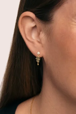 Pendientes Fishbone Spark Baño Oro