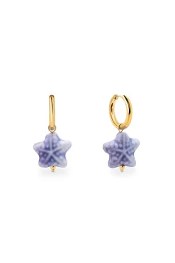 Pendientes Starfish Blue Acero Baño Oro