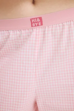 Pijama 100% algodón cuadro vichy rosa
