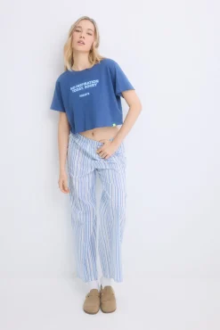 Pijama 100% algodón rayas azul