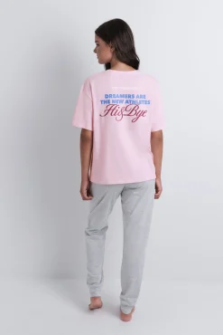 Pijama algodón estampado rosa