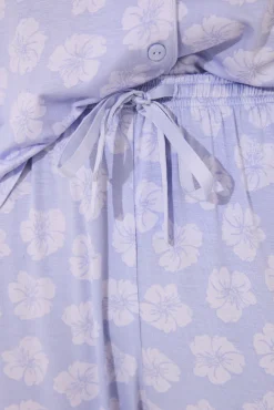 Pijama camisero azul Capri viscosa