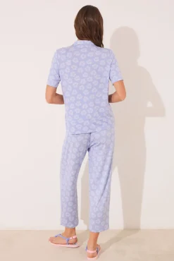 Pijama camisero azul Capri viscosa