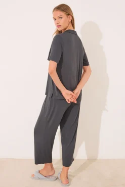 Pijama camisero Capri viscosa gris