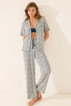 Pijama camisero estampado sello