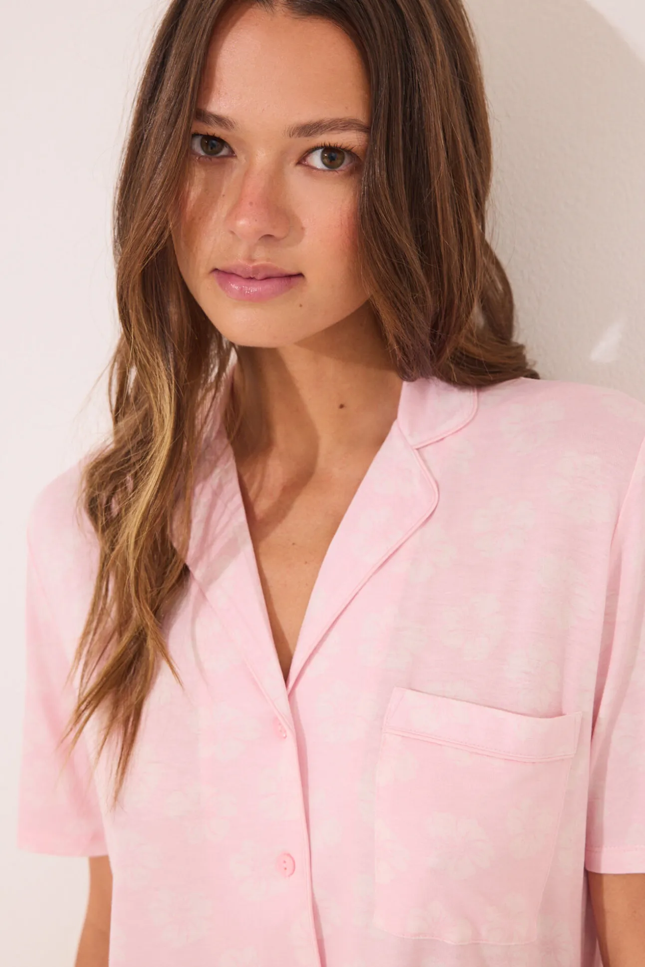 Pijama camisero rosa Capri viscosa