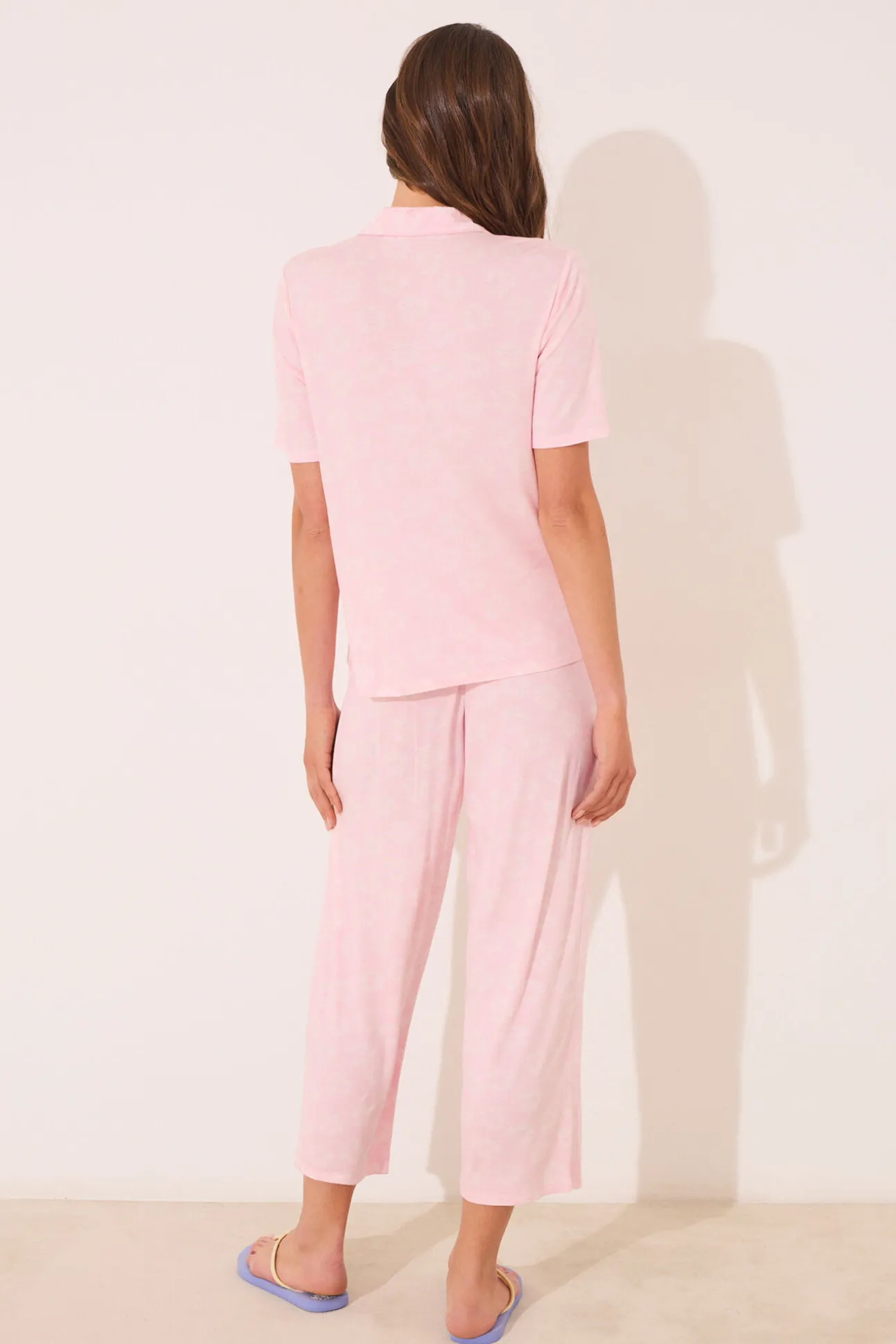 Pijama camisero rosa Capri viscosa