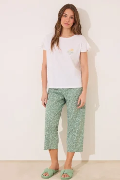 Pijama Capri 100% algodón marfil