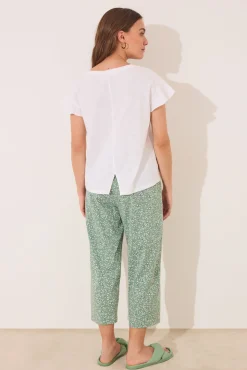 Pijama Capri 100% algodón marfil