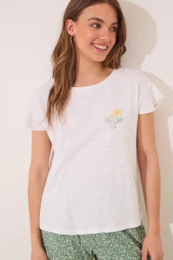 Pijama Capri 100% algodón marfil