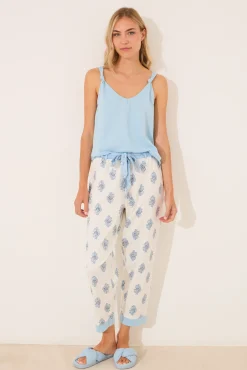 Pijama Capri 100% algodón paisley azul