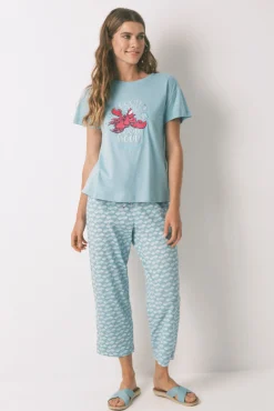 Pijama Capri 100% algodón Sebastián verde
