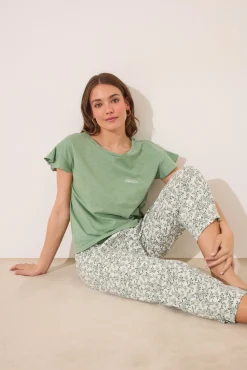 Pijama Capri 100% algodón verde