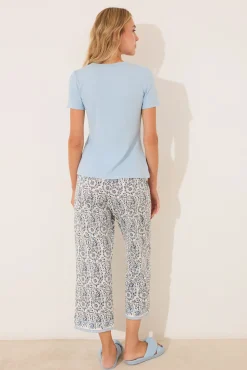 Pijama Capri algodón azul paisley