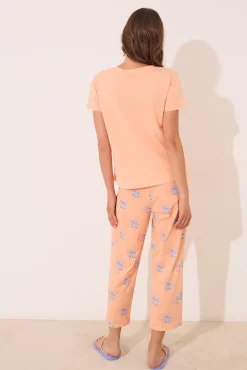 Pijama Capri Lilo & Stitch algodón naranja