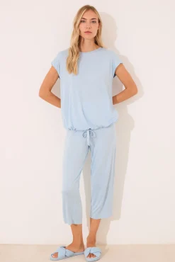 Pijama Capri viscosa brillos azul