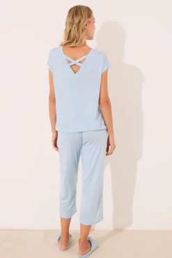 Pijama Capri viscosa brillos azul