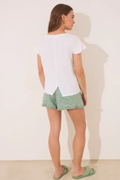 Pijama corto 100% algodón marfil