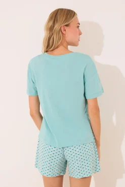 Pijama corto 100% algodón Snoopy verde