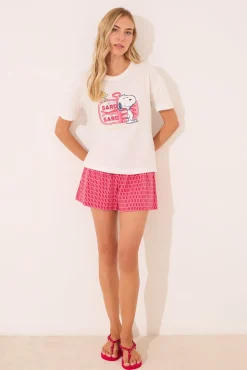 Pijama corto 100% algodón Snoopy rojo