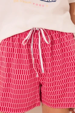 Pijama corto 100% algodón Snoopy rojo
